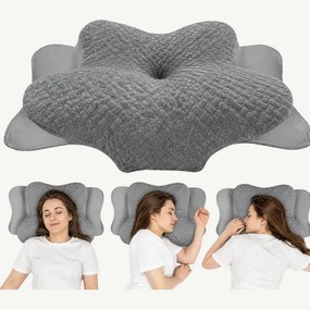 Perna cervicala ortopedica memory foam cu strat reglabil 2 cm, husa Tencel, Gri
