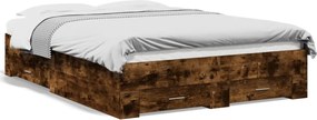 vidaXL Cadru pat cu sertare stejar fumuriu 120x200 cm lemn prelucrat