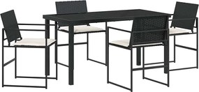 vidaXL Set de masă pentru grădină 5 pcs Negru