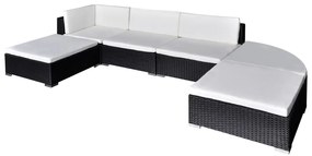 vidaXL Set mobilier de grădină cu perne, 6 piese, negru, poliratan