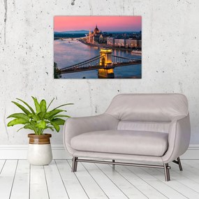 Tablou pe sticlă - Panorama orașului Budapesta, Ungaria (70x50 cm)