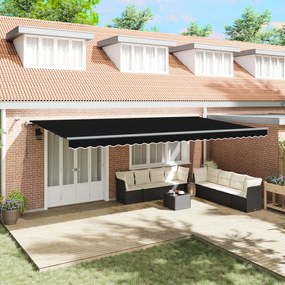 vidaXL Marchiză retractabilă automată cu LED Neagră 600x300 cm