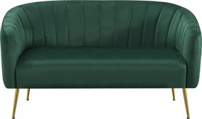 Canapea de design cu 2 locuri, ţesătură Velvet verde închis/gold crom-auriu, BAGY