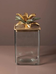 Cutie decorativa, din sticla si alama, H21cm, Palmas