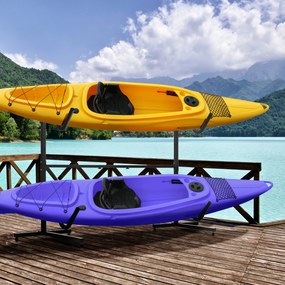 SPORTNOW Suport pentru 2 caiace, plăci de surf, stand-up paddleboards, cadru metalic, ajustabil în lățime 144-180 cm | Aosom Romania