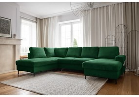 Colțar verde închis extensibil cu tapițerie din catifea reiată (cu colț pe partea stângă ) Lofty Lilly – Miuform