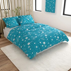 Lenjerie de pat din bumbac Culoare turcoaz, NIGHT SKY