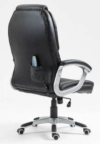 RESIGILAT- Scaun directorial cu Masaj si Incalzire, 8 puncte de masaj vibrator, telecomanda, piele ecologica, Negru