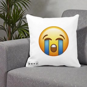 Perna Decorativa Emoji Plange, 40x40 cm, Alba Mata, Husa Detasabila, Perna Inclusa, BEKZ®