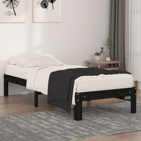 810329 vidaXL Cadru de pat mic single, negru, 75x190 cm, lemn masiv