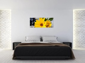 Tablou cu flori galbene (120x50 cm)