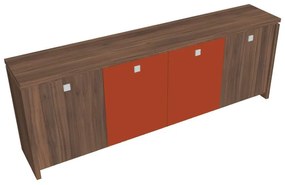 Dulap mic Verno 248 x 46 x 90 cm, uși combinate, nuc / portocaliu