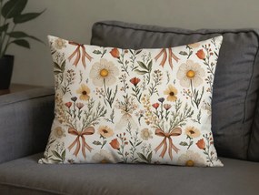 Fața de pernă din polibumbac FLORAL RIBBON POLY 70x90 cm, crem