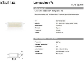 Bec LED, R7s SMD 14W 1700lm 3000K cri80