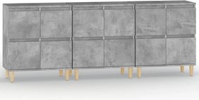 vidaXL Dulapuri, 3 buc, gri beton, 60x35x70 cm, lemn prelucrat
