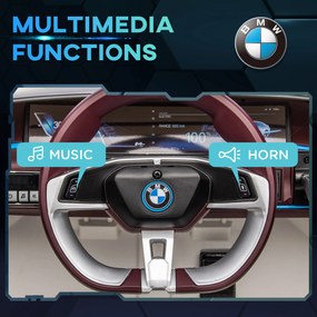 HOMCOM Masinuta Electrica pentru Copii BMW i4 cu Licenta de 12V cu Telecomanda, Baterii Portabile, Muzica, Claxon, pentru 3-6 ani Alb | Aosom RO