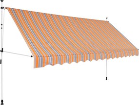 vidaXL Copertină retractabilă manual, dungi galben și albastru, 400 cm