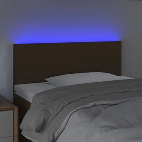 Tablie de pat cu LED, maro inchis, 100x5x78 88 cm, textil 1, Maro inchis, 100 x 5 x 78 88 cm