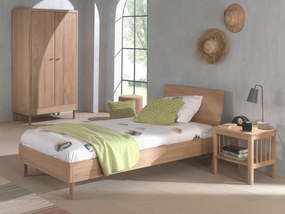 Set Mobilier Camera Copii Forrest Oak, Pat 90x200 cm, Dulap cu 2 Uși și Noptieră, din Lemn de Stejar, Natur – Vipack