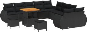 vidaXL Set de canapele pentru grădină cu pernă 13 pcs Negru