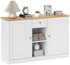 HOMCOM Comodă de bucătărie, Sideboard cu Sertar, Dulapuri, Rafturi, Span, Alb | Aosom Romania
