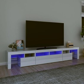 Comoda TV cu lumini LED, alb extralucios, 230x36,5x40cm 1, Alb foarte lucios, 230 x 36.5 x 40 cm