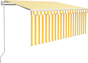 vidaXL Copertină automată cu stor&LED&senzor vânt galben&alb 3x2,5 m