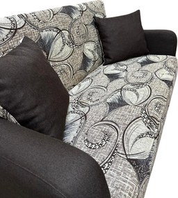 Canapea SAMY extensibila, 2 locuri, cu lada de depozitare, stofa crem cu maro, cadru metalic, 152x100x92 Maro + Crem, Stofa