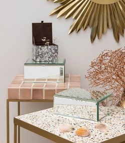 Masuta laterala, din metal si ceramica, pink Algarve