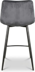 OFERTA Scaun de bar gri MILA VELVET cu picioare negre II. calitate