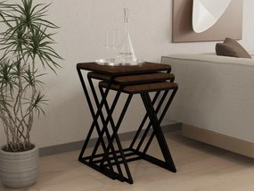 Set 3buc. măsuțe cafea Solame (nuc + negru). 1094349