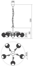 Lustră pe lanț Redo 02-973 ASPERA 5xE14/28W/230V negru