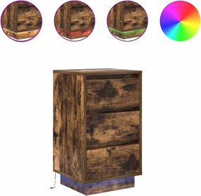 vidaXL Noptiera cu lumini LED Stejar afumat 38x34x65 cm