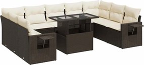 vidaXL Set canapele de grădină cu perne, 10 piese, maro, poliratan