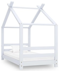 Cadru pat de copii, alb, 70 x 140 cm, lemn masiv de pin