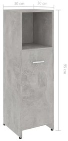 Dulap de baie, gri beton, 30 x 30 x 95 cm, PAL Gri beton, 1