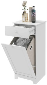 HOMCOM Mobilier de baie cu coș pentru rufe, mobilier de depozitare cu sertar - 40L x 40l x 90,5Î cm - alb | Aosom Romania