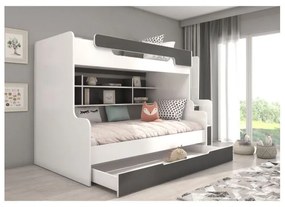 Pat Supraetajat Cu Scara HARELL Alb/Gri 90x200cm