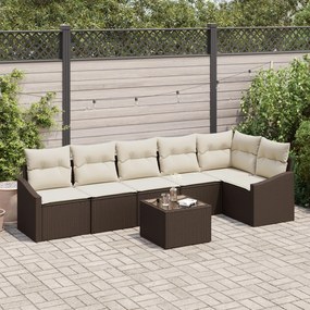 vidaXL Set de canapele pentru grădină 7 pcs Maro Rattan poli