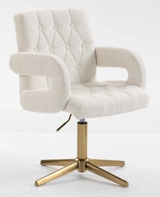 HR8404CROSS Scaun Crem Boucle cu Bază Aurie