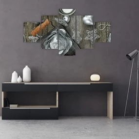 Tablou - decorațiuni argintii de Crăciun (125x70 cm), în 40 de alte dimensiuni noi