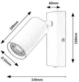 Spot de perete SOLO 1xGU10/25W/230V negru Rabalux 2084