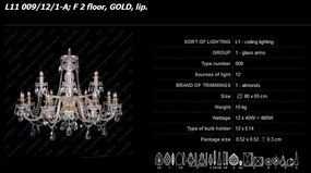Lustra cu 12 brate cristal Bohemia L11 009/12/1-A; F 2 floor