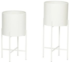 Set 2 ghivece din fier pe piedestal Hübsch Haggo, alb