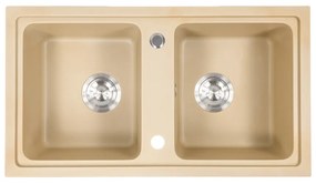 Chiuvetă pătrată Tia cu două cuve din granit, bej