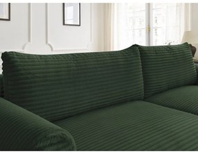 Colțar verde închis extensibil cu tapițerie din catifea reiată (cu colț pe partea dreaptă) Lucien – Bobochic Paris