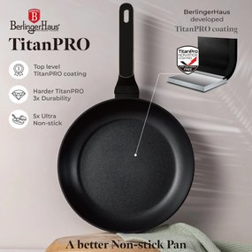Set oale si tigai 15 piese Black Rose Berlinger Haus BH 8363, negre, înveliș antiaderent titan, compatibile inducție