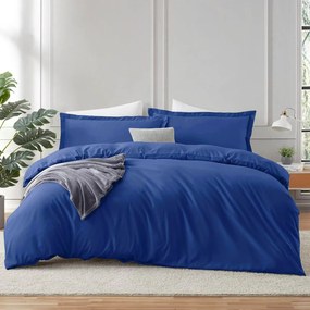 Lenjerie de pat matrimonial Premium Ranforce uni albastru / 200x220 cm dimensiune standard
