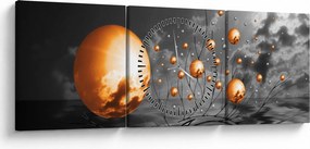 Tabloul bilelor portocalii abstarcte (cu ceas) (90x30 cm)