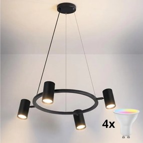 Brilagi - Lustră LED RGBW reglabilă, suspendată pe cablu SELE 4xGU10/6,5W/230V neagră